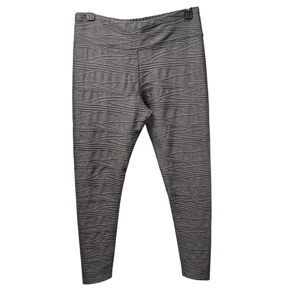 Kyodan Gray Textured Wavy Space Dye High Waisted Athletic Leggings Medium